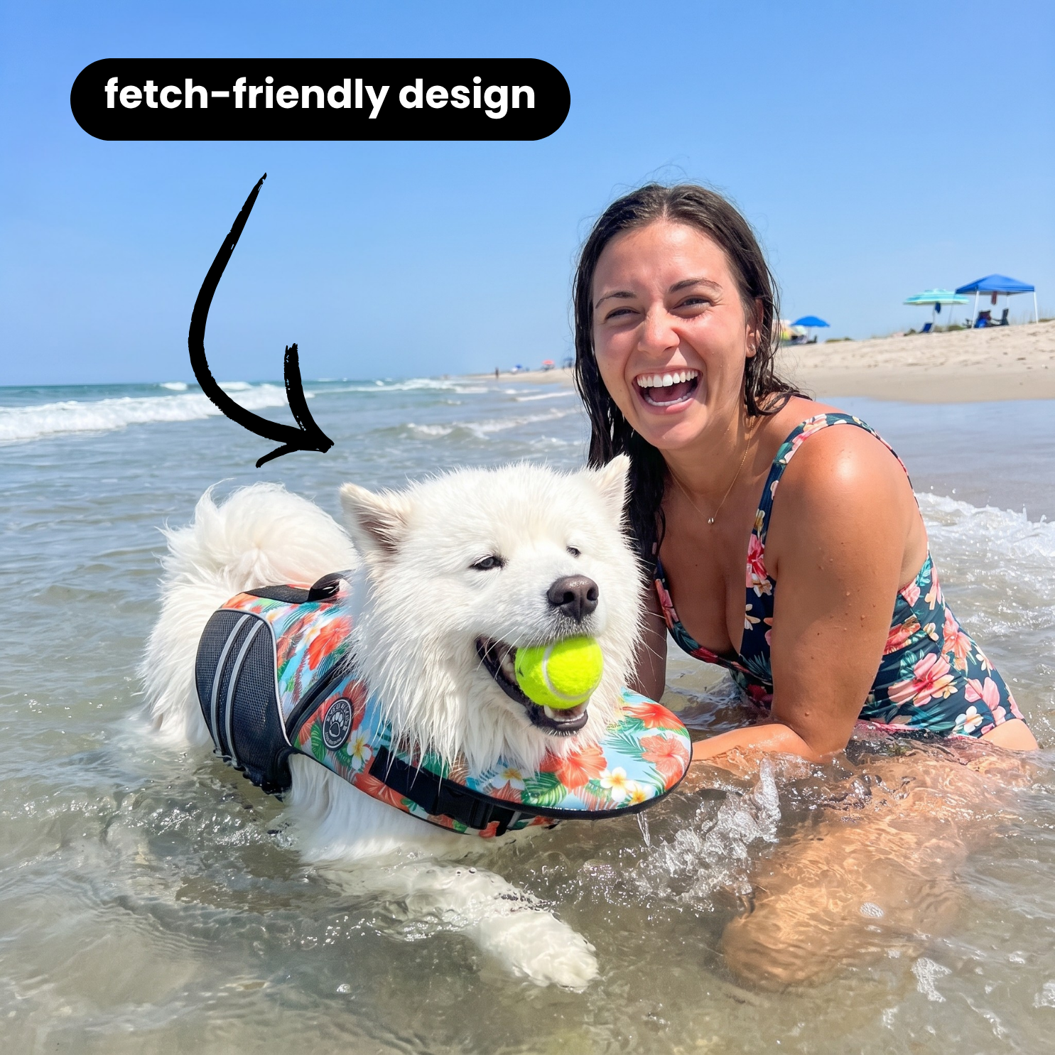 floaty - dog life jacket with chinlift™ head rest